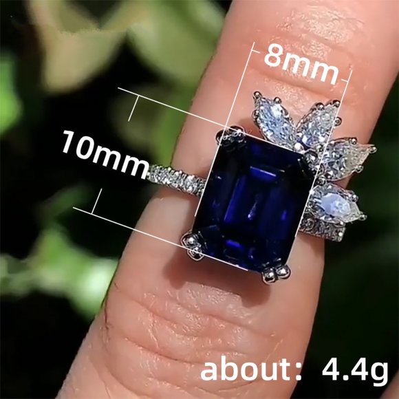 "Unique Bright Royal Blue Glossy Goldfish Leaf Shape Ring for Women, PD701 - Picture 7 of 7